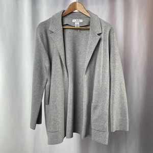 Magaschoni Open Cotton Wool Blend Cardigan in Grey Size Large